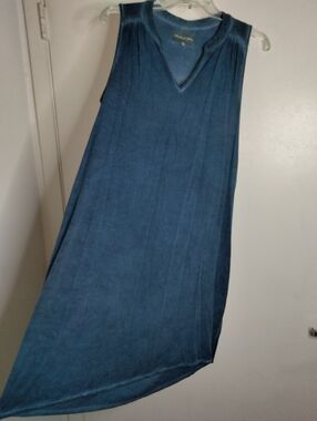 Michael Stars (Size M) Blue Stretch Blend Sleeveless V-Neck USA Made Shift Dress